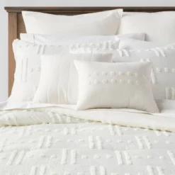 8pc Tufted Broken Stripe Comforter Bedding Set White - Threshold™ -Threshold GUEST 002a1bd3 6315 43f4 bd9f f5b4017f14dd