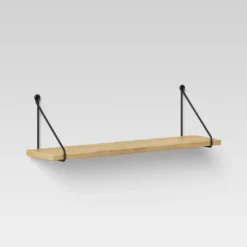Wood Wall Shelf With Hanging Wire Natural/Black - Threshold™ -Threshold GUEST 039866d1 045f 491a b1ab e121d0a3d8e9
