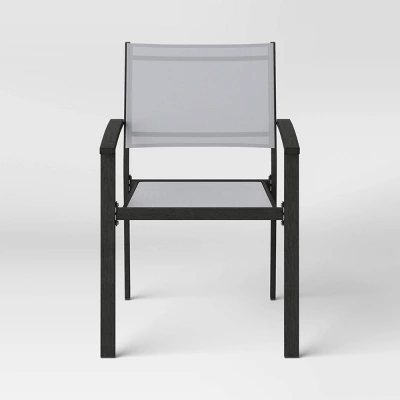 2pc Ryegate Weathered Teak Sling Outdoor Patio Dining Chairs Arm Chairs Gray - Threshold™ 2 2pc Ryegate Weathered Teak Sling Outdoor Patio Dining Chairs Arm Chairs Gray - Threshold™ - Image 2