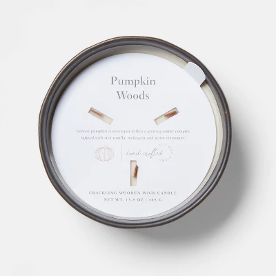 16oz Blackened Bowl Ceramic With Multi Woodwick And Dustcover Pumpkin Woods Candle Black - Threshold™ 4 16oz Blackened Bowl Ceramic With Multi Woodwick And Dustcover Pumpkin Woods Candle Black - Threshold™ - Image 4