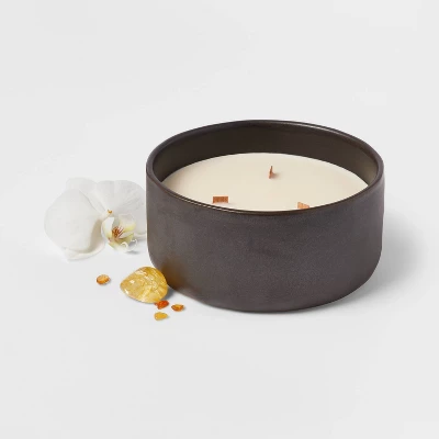 16oz Blackened Bowl Ceramic With Multi Woodwick And Dustcover Pumpkin Woods Candle Black - Threshold™ 2 16oz Blackened Bowl Ceramic With Multi Woodwick And Dustcover Pumpkin Woods Candle Black - Threshold™ - Image 2