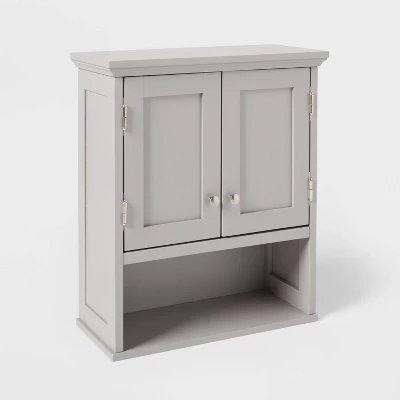 Wood Wall Cabinet Gray - Threshold™ 2 Wood Wall Cabinet Gray - Threshold™ - Image 2