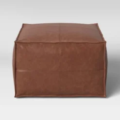 Earl Faux Leather French Seam Ottoman - Threshold™ -Threshold GUEST 1ca016c4 48cf 42c5 88cc be9b261971b8