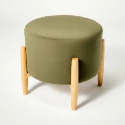 Elroy Round Velvet Ottoman With Wooden Legs - Threshold™ Designed With Studio McGee -Threshold GUEST 1d22f669 2a10 491f 9147 d5d1729c7a8d