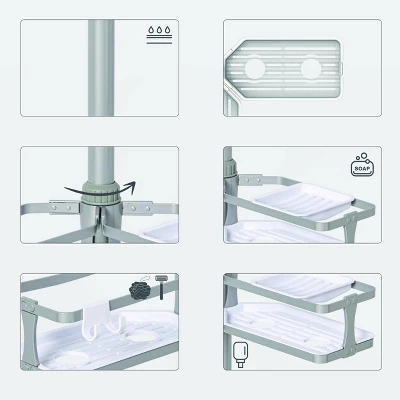 Aluminum Corner Tension Pole Caddy Gray - Threshold™ 3 Aluminum Corner Tension Pole Caddy Gray - Threshold™ - Image 3