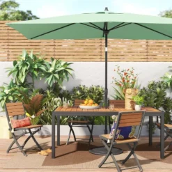 10'x6' Rectangular Market Patio Umbrella - Black Pole - Threshold™