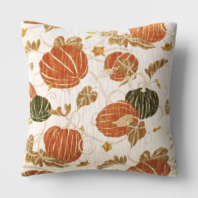 Printed Pumpkin Square Throw Pillow - Threshold™ 4 Printed Pumpkin Square Throw Pillow - Threshold™ - Image 4