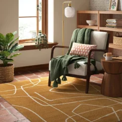 Abstract Lines Rug Mustard - Threshold™