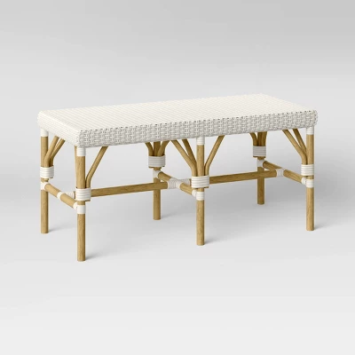 Perry Rattan Woven Bench Cream - Threshold™ 2 Perry Rattan Woven Bench Cream - Threshold™ - Image 2