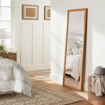 22" X 65" Woven Check Full Length Mirror Natural - Threshold™ Designed With Studio McGee 1 22" X 65" Woven Check Full Length Mirror Natural - Threshold™ Designed With Studio McGee