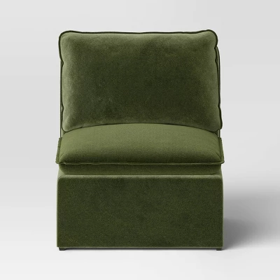 Haven Velvet Modular French Seam Sofa Chair Dark Green - Threshold™ 2 Haven Velvet Modular French Seam Sofa Chair Dark Green - Threshold™ - Image 2