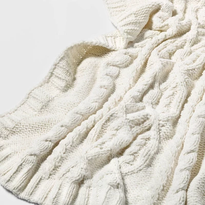Cable Knit Chenille Throw Blanket - Threshold 2 Cable Knit Chenille Throw Blanket - Threshold - Image 2
