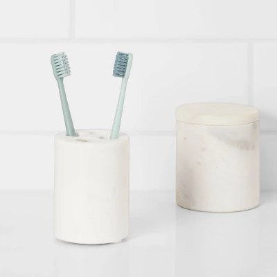Marble Toothbrush Holder White - Threshold™ 1 Marble Toothbrush Holder White - Threshold™