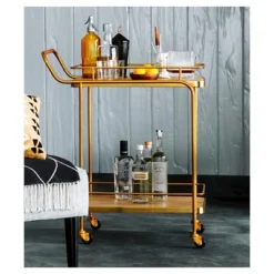 Metal, Wood, And Leather Bar Cart - Gold - Threshold™ 8 Metal, Wood, And Leather Bar Cart - Gold - Threshold™ -Threshold GUEST 3940ea51 5dbd 496d adf0 a33ee04f6d3f