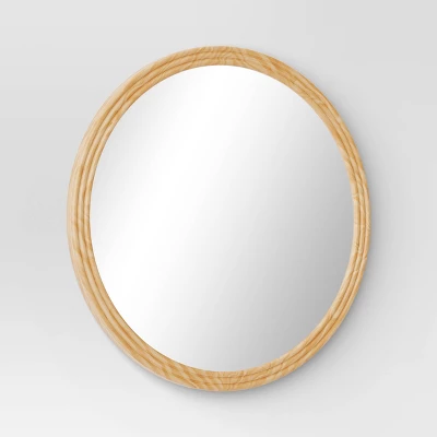 28" Round Fluted Circle Wall Mirror Natural - Threshold™ 2 28" Round Fluted Circle Wall Mirror Natural - Threshold™ - Image 2