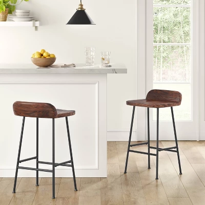 Lorton Low Back Metal Leg Wood Counter Height Barstool - Threshold™ 1 Lorton Low Back Metal Leg Wood Counter Height Barstool - Threshold™