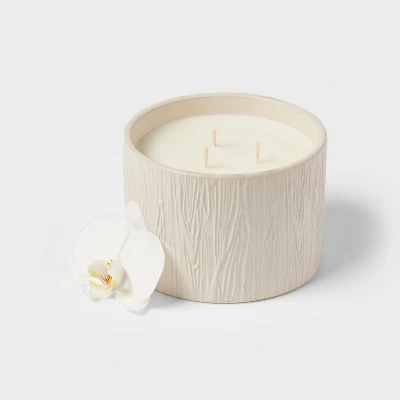 Textured Straight Side Ceramic Vanilla Pumpkin Candle White - Threshold™ 2 Textured Straight Side Ceramic Vanilla Pumpkin Candle White - Threshold™ - Image 2