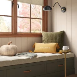 Gather Embroidered Herringbone Lumbar Throw Pillow Gold - Threshold™