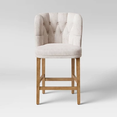 Winfall Tufted Barrel Counter Height Barstool Linen - Threshold™ 2 Winfall Tufted Barrel Counter Height Barstool Linen - Threshold™ - Image 2