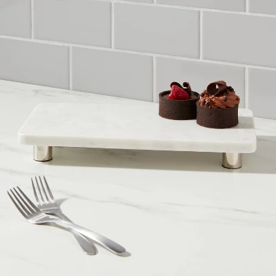 12" X 6" Marble Serving Stand White - Threshold™ 1 12" X 6" Marble Serving Stand White - Threshold™