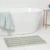 20"x32" Chenille Striped Bath Rug Dark Green - Threshold™