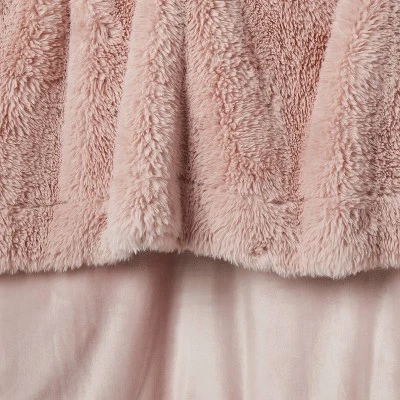 Long Faux Fur Throw Blanket Blush - Threshold™ 3 Long Faux Fur Throw Blanket Blush - Threshold™ - Image 3