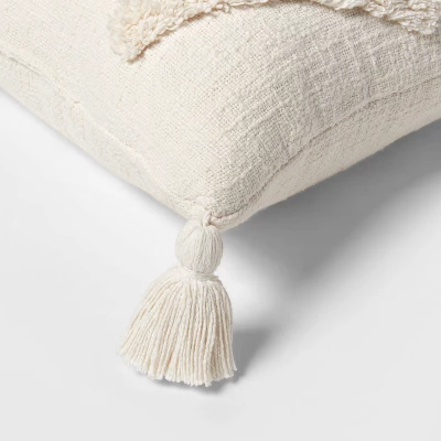 Oblong Tufted Diamond Tassel Decorative Throw Pillow Natural - Threshold™ 3 Oblong Tufted Diamond Tassel Decorative Throw Pillow Natural - Threshold™ - Image 3