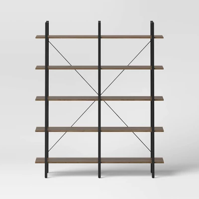 72" Banks 5 Shelf H Frame Bookcase Brown - Threshold™ 2 72" Banks 5 Shelf H Frame Bookcase Brown - Threshold™ - Image 2