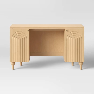Arches Writing Desk With Storage Cabinets Natural - Threshold™ 2 Arches Writing Desk With Storage Cabinets Natural - Threshold™ - Image 2
