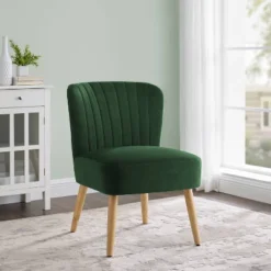 Chelidon Velvet Slipper Chair Green - Threshold™ -Threshold GUEST 5719485c 1f7e 4310 95d0 4d96f29262e8