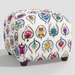 Poppy Ottoman In Damask - Skyline Furniture -Threshold GUEST 5867c2e1 d2bd 4764 a0a7 f4768b2f2ade