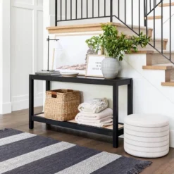 Console Table With Woven Rattan Shelf Black - Threshold™ Designed With Studio McGee -Threshold GUEST 5cacba25 9de0 4a9b 86d8 dd94f14308e1