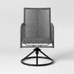 2pc Granby Padded Wicker Outdoor Patio Dining Chairs Swivel Chairs Gray - Threshold™ -Threshold GUEST 5ceab08c a6c7 44da afd8 4c3be5f0b3bc