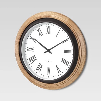 16" Warm Wood Wall Clock Brown - Threshold™ 2 16" Warm Wood Wall Clock Brown - Threshold™ - Image 2