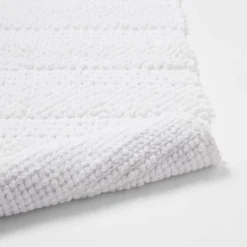 20"x32" Knit Striped Chenille Bath Rug Fringe White - Threshold™ -Threshold GUEST 6239af6f a180 4d02 b1e9 c8e4e3c6d71f