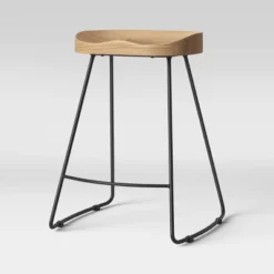 Hull Low Back Wood/Metal Counter Height Barstool - Threshold™ -Threshold GUEST 63a54a2c 8629 4aa9 a5c4 d3154dc72e94