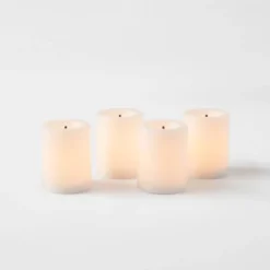 4pk LED Votive Flameless Black Wick Candle White - Threshold™