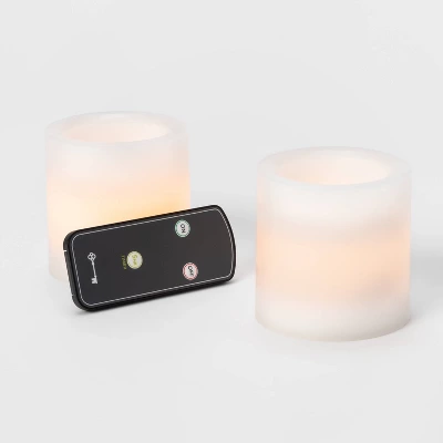 2pk 3" X 3" LED Flameless Black Wick Candles White - Threshold™ 2 2pk 3" X 3" LED Flameless Black Wick Candles White - Threshold™ - Image 2