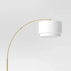 Knurled Metal Arc Floor Lamp With Tiered Shade Brass - Threshold™ -Threshold GUEST 716aed62 6745 4880 88e9 e08826468849