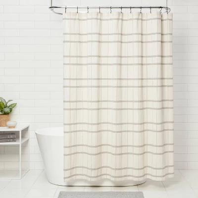 Woven Modern Plaid Shower Curtain Ivory - Threshold™ 1 Woven Modern Plaid Shower Curtain Ivory - Threshold™
