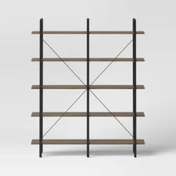 72" Banks 5 Shelf H Frame Bookcase Brown - Threshold™ 6 72" Banks 5 Shelf H Frame Bookcase Brown - Threshold™ -Threshold GUEST 743af568 244d 4185 945b 61dfbce51f78