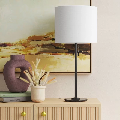 Reeded Metal Stick Lamp With Dual Socket Black (Includes LED Light Bulb) - Threshold™ 1 Reeded Metal Stick Lamp With Dual Socket Black (Includes LED Light Bulb) - Threshold™