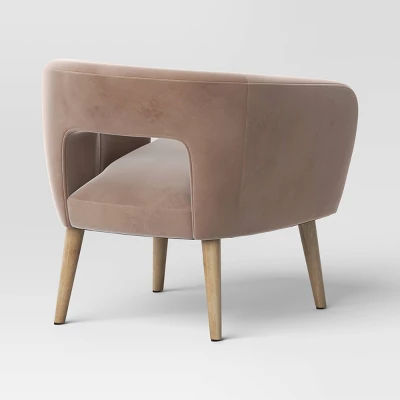Barrel Open Back Accent Chair Velvet Camel - Threshold™ 3 Barrel Open Back Accent Chair Velvet Camel - Threshold™ - Image 3