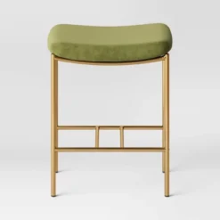 Orion Luxe Backless Counter Height Barstool With Brass Legs Olive Green Velvet - Threshold™ 5 Orion Luxe Backless Counter Height Barstool With Brass Legs Olive Green Velvet - Threshold™ -Threshold GUEST 8149f274 e1c2 4611 9203 4e9254fd431b