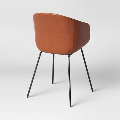 Mossman Faux Leather Tub Dining Chair Brown - Threshold™ 3 Mossman Faux Leather Tub Dining Chair Brown - Threshold™ - Image 3