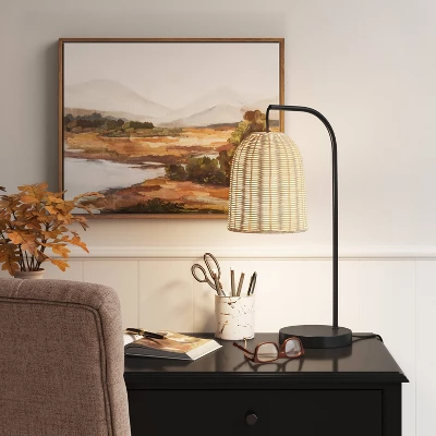 Addison Rattan Table Lamp Brown - Threshold™ 1 Addison Rattan Table Lamp Brown - Threshold™