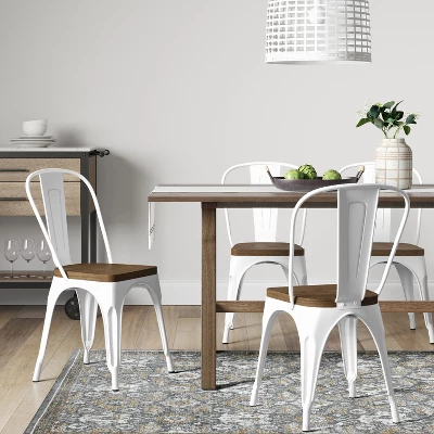 Set Of 2 Carlisle High Back Wood Seat Dining Chair Matte White - Threshold™ 1 Set Of 2 Carlisle High Back Wood Seat Dining Chair Matte White - Threshold™