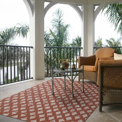 7' X 10' Diamond Outdoor Rug Orange - Threshold™ 3 7' X 10' Diamond Outdoor Rug Orange - Threshold™ - Image 3