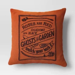 Embroidered Ghosts In The Garden Square Halloween Throw Pillow Orange - Threshold™ -Threshold GUEST 940441dc 54cb 444d 997a c7665744f61a