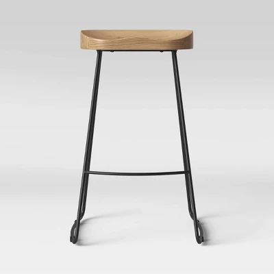Hull Low Back Barstool Wood/Metal - Threshold 6 Hull Low Back Barstool Wood/Metal - Threshold - Image 6